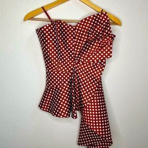 Red and white elegant strapless top